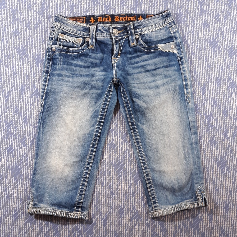 Rock Revival Karlie Capri Style Jeans Womens Size 27 x 16.5 Blue Denim